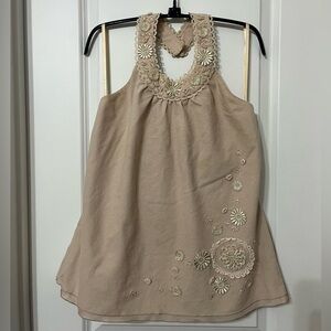 Spenser Jeremy Tan Embellished Tank Top